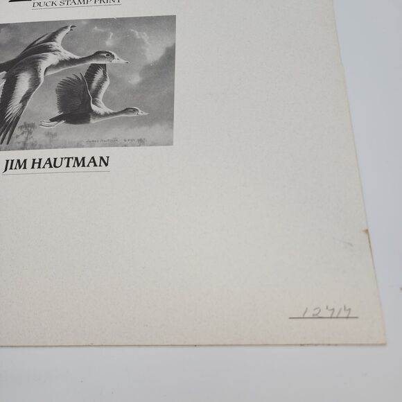 James Hautman 1990 Federal Duck Stamp Print With Stamp Whistling Tree Ducks 1989 - Picture 12 of 13